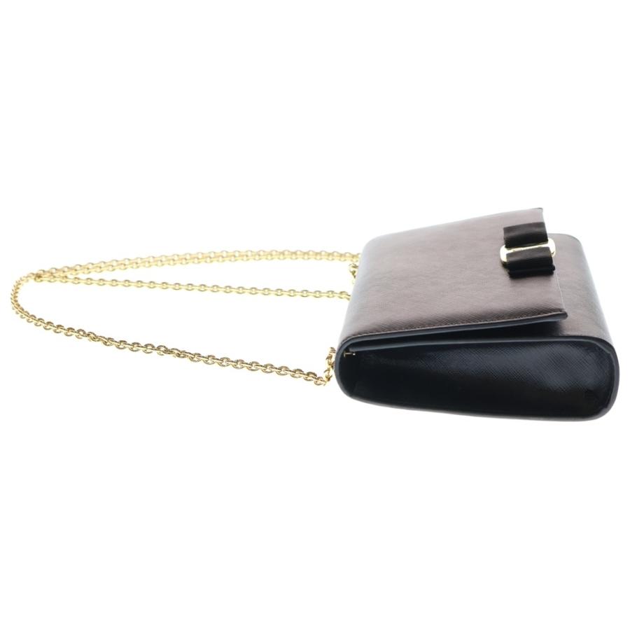 FERRAGAMO フェラガモ ヴァラリボン チェーンウォレット ゴールド金具 ブラック レザー_2