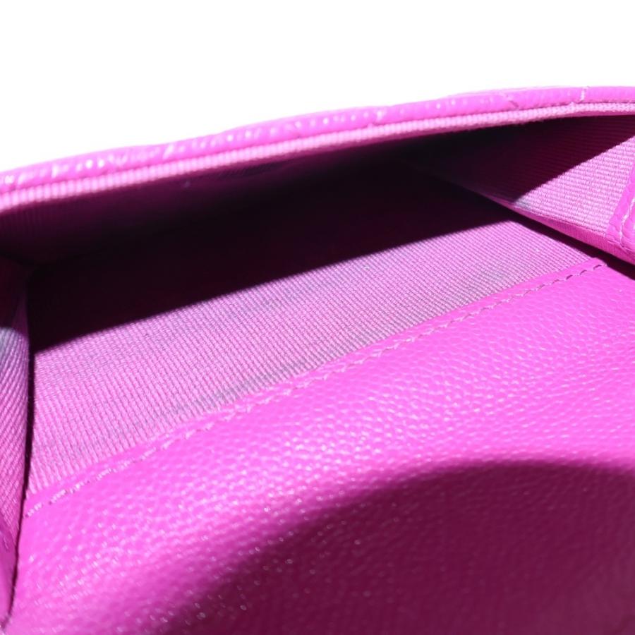 美品 シャネル 財布 ココ キャビアスキン パープル JS00124 CHANEL（シャネル） 財布 マトラッセ レディース ブランド 三つ折り