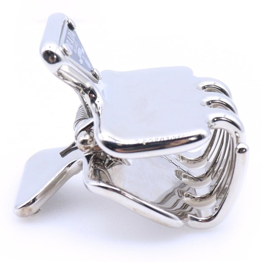PRADA（プラダ） ロゴ 三角プレート ヘアクリップ シルバー金具 1IF087