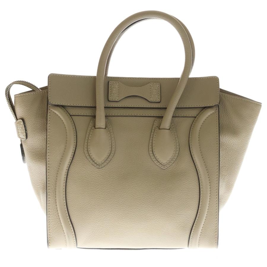 CELINE セリーヌ ラゲージ マイクロ ベージュ レザー ハンドバッグ