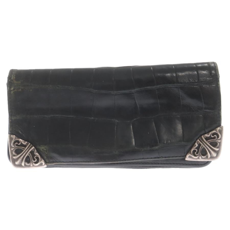 クロムハーツ   LNG SNGL FLD TIPS ALG シングルフォールドアリゲーター アリゲーターレザーウォレット 中古 GZ11 CHROME HEARTS（クロムハーツ） LNG SNGL FLD TIPS ALLIGATOR シングル
