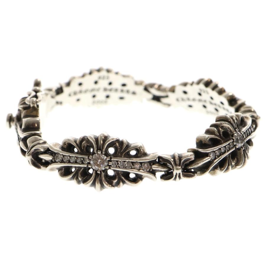 【希少】Silver925 フローラルデザイン シルバー リンクブレスレット CHROME HEARTS（クロムハーツ） FLRL CRS LINK P D フローラルクロス