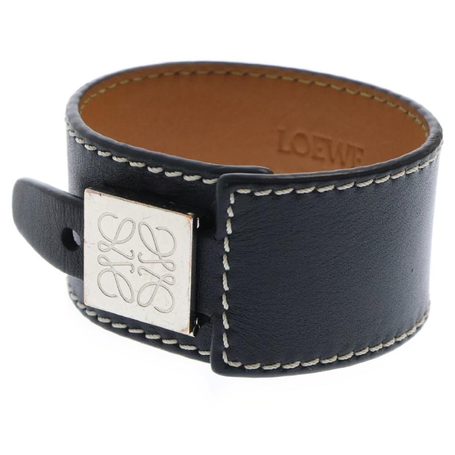 ロエベ レザーブレスレット アナグラム ブラック　黒 LOEWE ロエベ PULSERA PIEL GRAN NEGRO LETHAER BRACELET