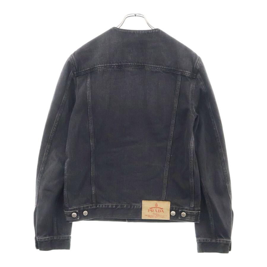 PRADA プラダ GEB229 ノーカラーウォッシュドデニムジャケット PRADA プラダ GEB229 ノーカラーウォッシュドデニムジャケット