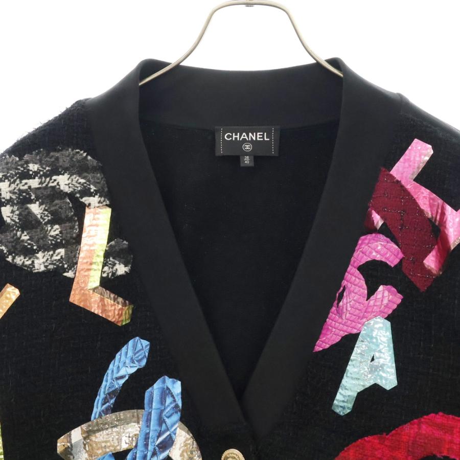 CHANEL シャネル ツイード切替 ココマーク パッチ カーディガン CHANEL シャネル ツイード切替 ココマーク パッチ カーディガン