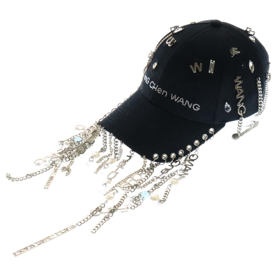 ストーン装飾のブラックベースボールキャップ org.jpg