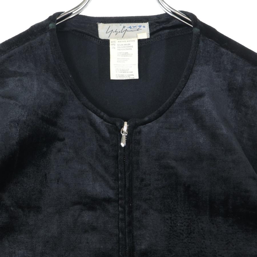 ノーカラーベロアジャケット 黒 Yohji Yamamoto（ヨウジヤマモト） ノーカラー ベロアWジップ