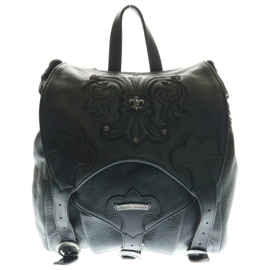 クロムハーツ   BACKPACK-L ラージバックパック BSフレア装飾レザーラージバックパック 中古 SS07 CHROME HEARTS（クロムハーツ） BACKPACK-L ラージバックパック BS