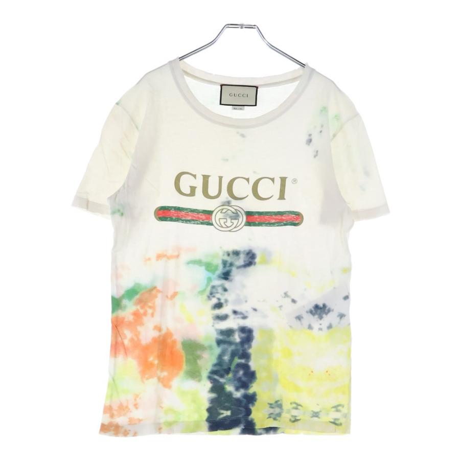 GUCCI（グッチ） タイダイフロントロゴTシャツ カットソー ホワイト