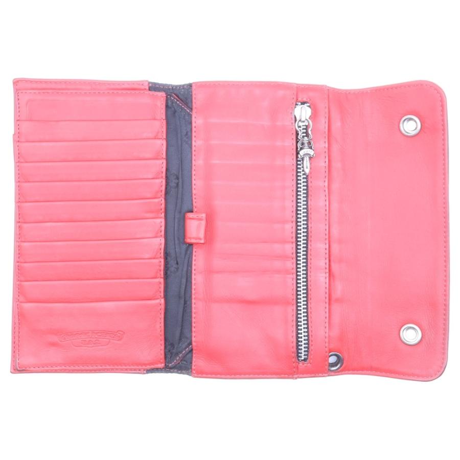Chrome hearts(クロムハーツ) 長財布 ウェーブウォレット ピンクパープル レザー CHROME HEARTS クロムハーツ 財布 ピンク タイニークロス ウォレット