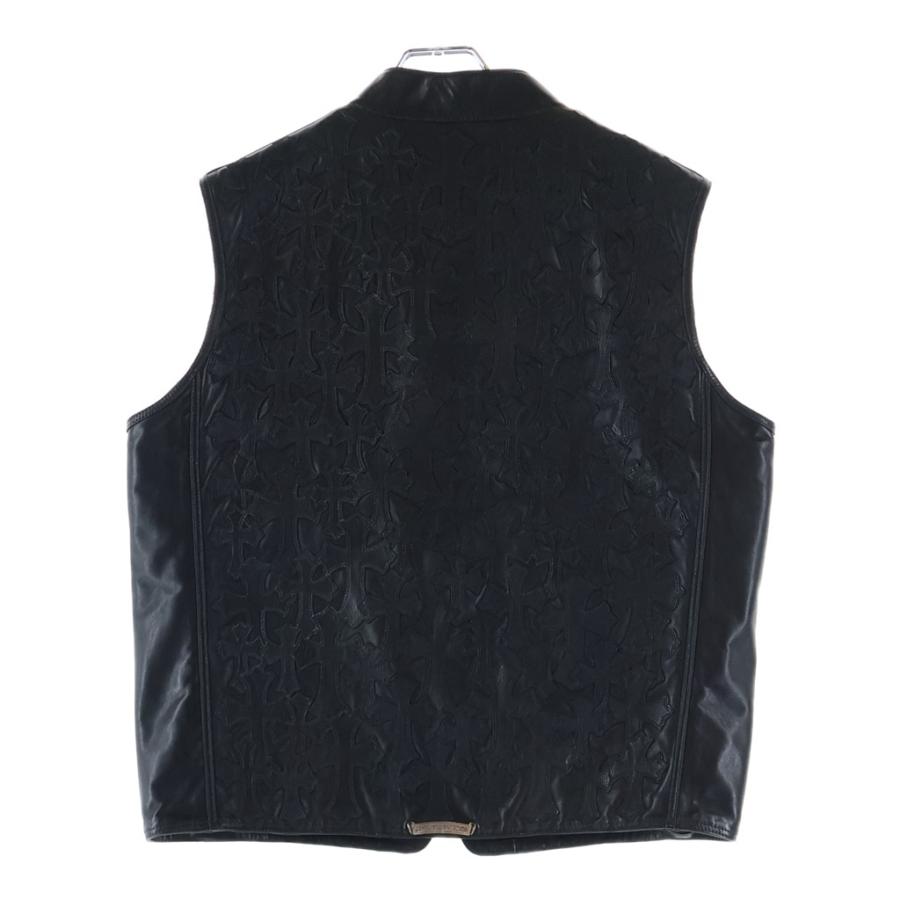 カボチャ　クロムハーツ パパ ベスト レザークロスパッチ セメタリー CHROME HEARTS（クロムハーツ） PAPA パパ セメタリークロスパッチ