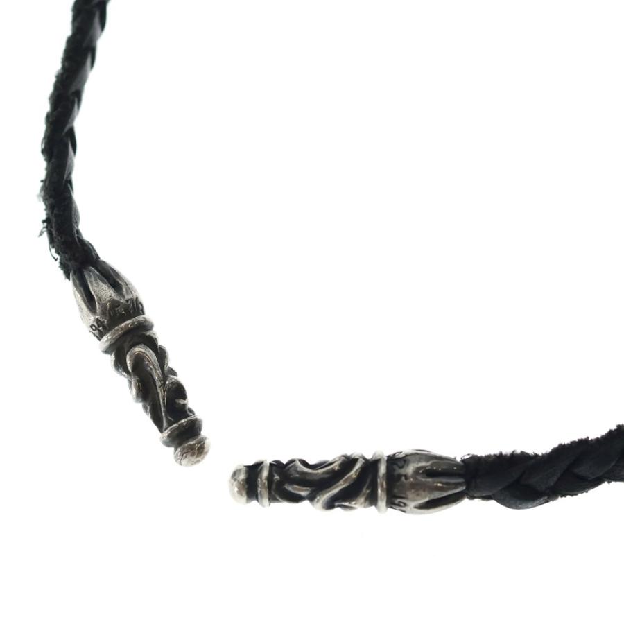 クロムハーツ スクロールレザーブレードシルバーネックレス CHROME HEARTS（クロムハーツ） LEATHER BRAID スクロールレザー