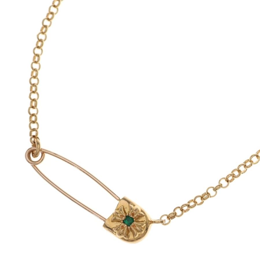 クロムハーツ22k セーフティピン ネックレス インボイスレシート付 CHROME HEARTS（クロムハーツ） 22K SAFETY PIN NECKLACE R16 1EMRLD