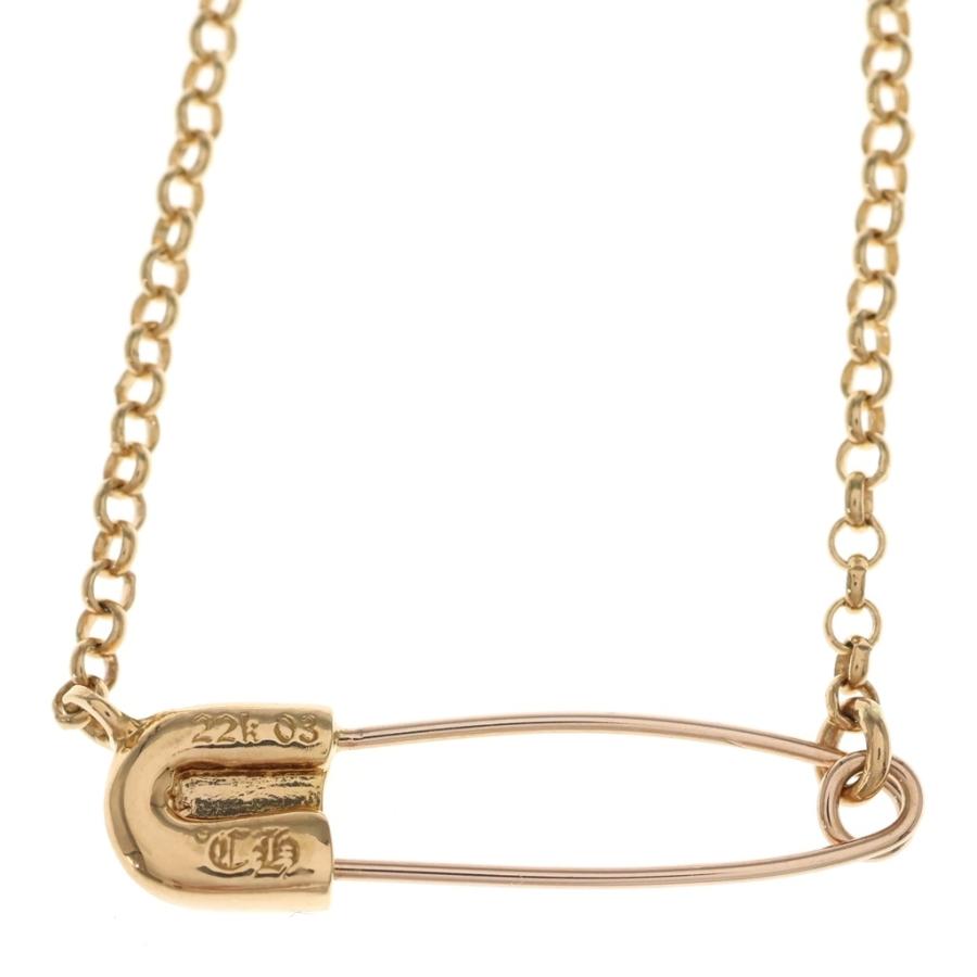 クロムハーツ22k セーフティピン ネックレス インボイスレシート付 CHROME HEARTS（クロムハーツ） 22K SAFETY PIN NECKLACE R16 1EMRLD