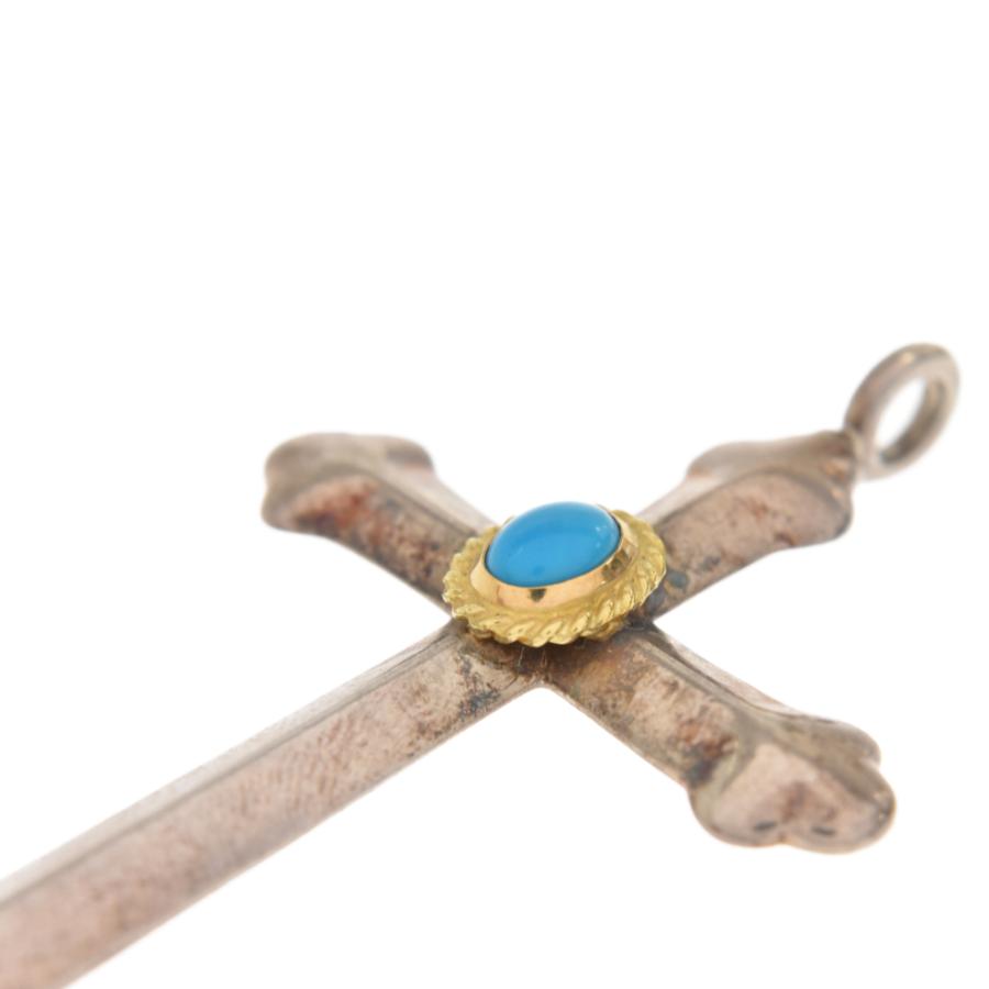 ゴローズ 全金金縄ターコイズ付きシルバークロス ゴローズ goro's [超希少][特注]金縄TQ全金ホイールクロス※裏