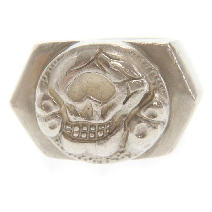 STOP LIGHT（ストップライト） 六角 スカルリング 裏メタル シルバー