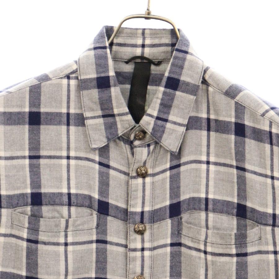 クロムハーツ ルーズエンド チェックシャツ クロスボタン JVP size:L 