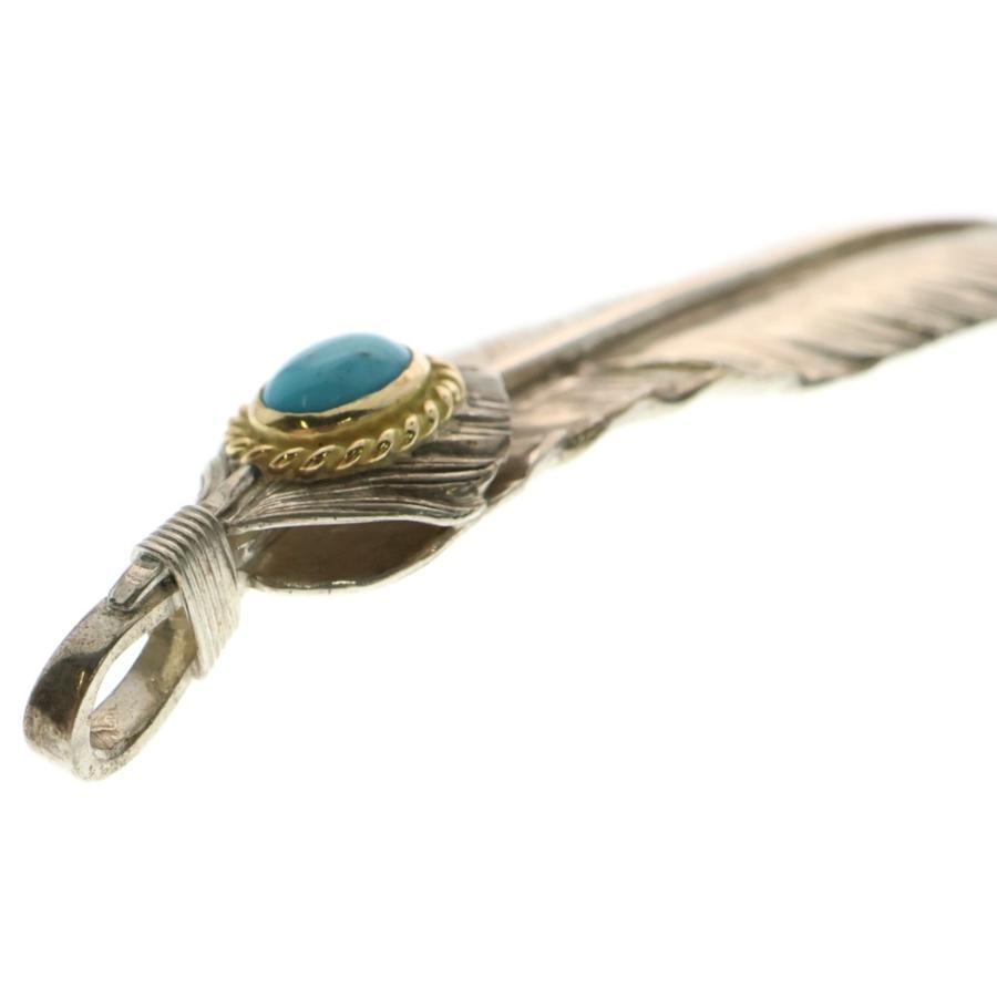 ゴローズgoro's金縄ターコイズ付き印大トップ goro's ゴローズ 【現行】上銀金縄ターコイズ特大フェザー