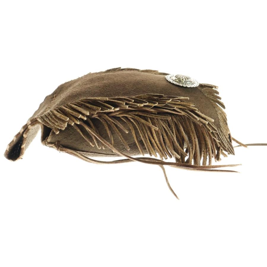 goro's（ゴローズ） SVコンチョ付き腰掛け丸型フリンジバッグ (焦げ茶