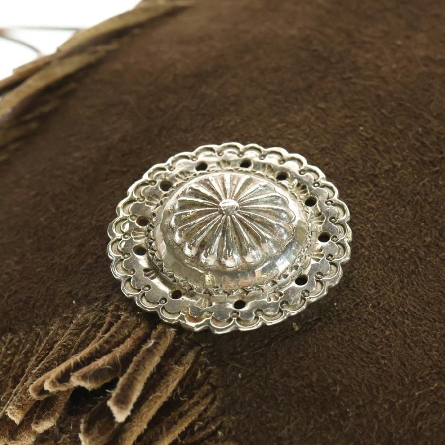 goro's（ゴローズ） SVコンチョ付き腰掛け丸型フリンジバッグ (焦げ茶