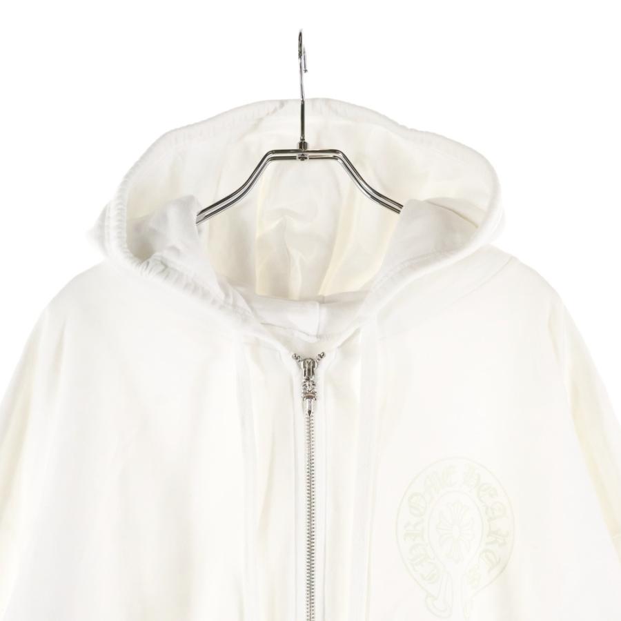 クロムハーツ ジップアップフーディ XS ホワイト ブラック クロムハーツ ジップアップ パーカーXS