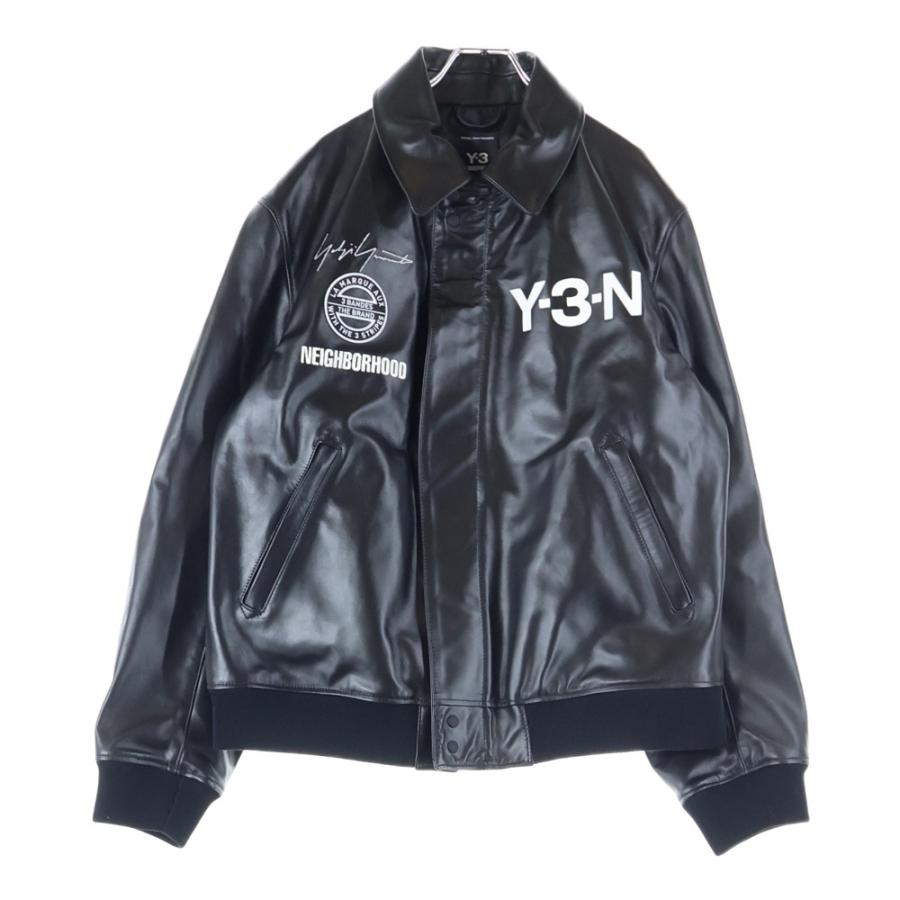 【美品】Y-3 ワイスリー LEATHER HOODY ラムレザー ブルゾン 黒 Y-3 NBHD LEATHER BOMBER JACKET（ブルゾン）｜Y-3（ワイスリー）の