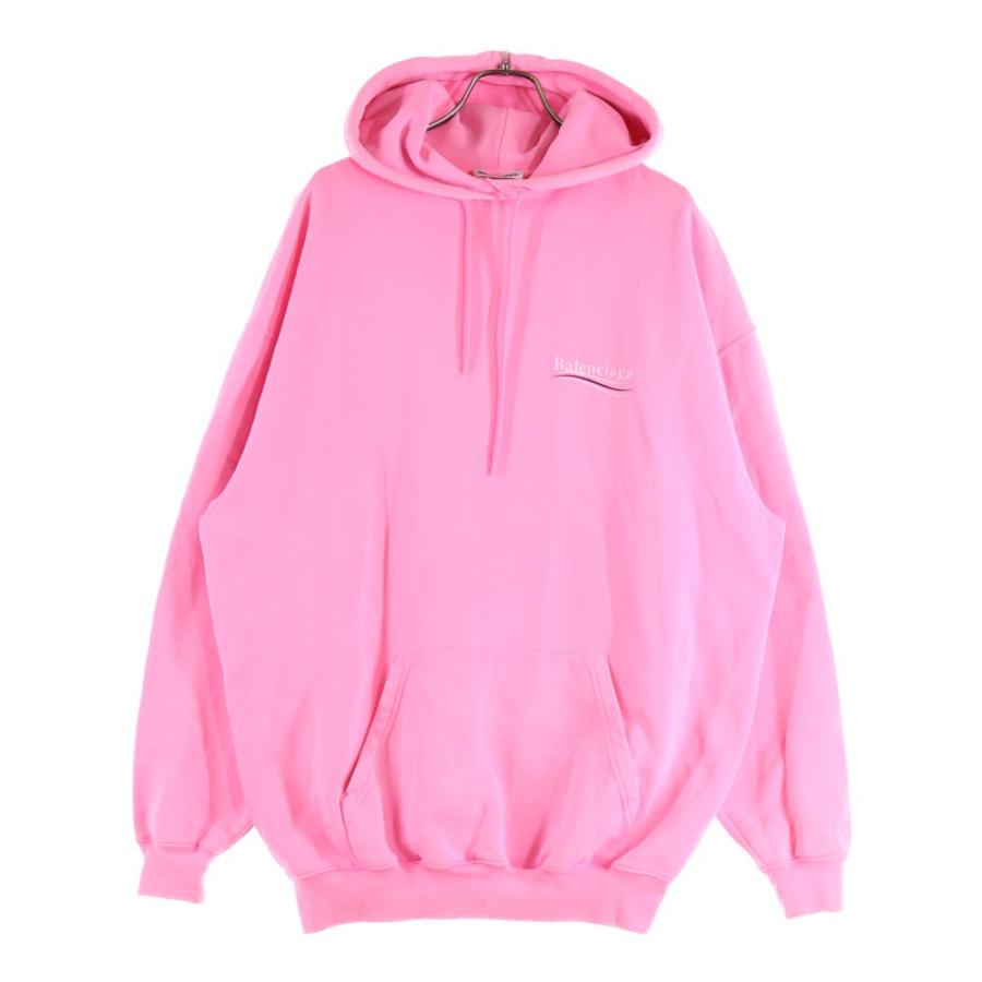 BALENCIAGA バレンシアガ ロゴパーカー ピンクロゴ ブラック M相当 BALENCIAGA（バレンシアガ） キャンペーンロゴ プルオーバー