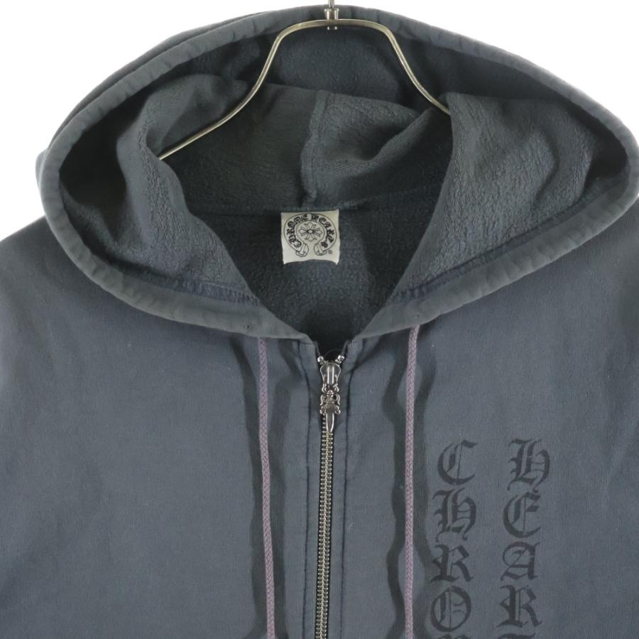 CHROME HEARTS クロムハーツ 霜降り パーカー ダガージップ プリント グレー サイズL 美品 中古 4b013054 CHROME HEARTS クロムハーツ セメタリークロス レザーパッチ ラグラン