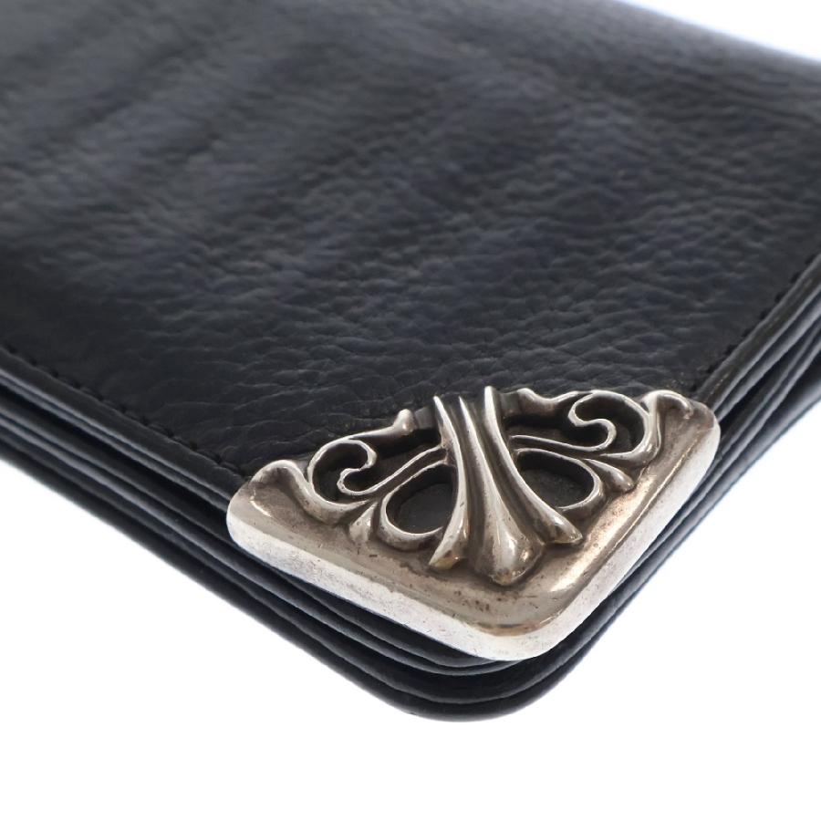 CHROME HEARTS◇シングルフォールド/長財布/レザー/BLK/無地/メンズ 