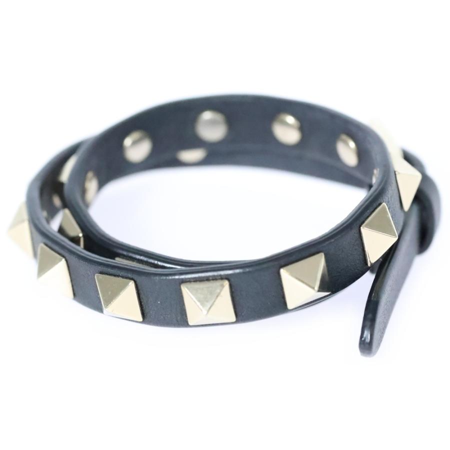 VALENTINO スタッズ ブラックレザーブレスレット Valentino Garavani ロックスタッズ ブレスレット 通販 - FARFETCH