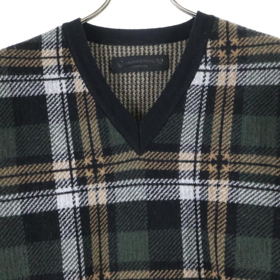 CHROME HEARTS クロムハーツ BIG CITY CH PLS カシミヤ混 チェック柄 Vネックウールニット マルチ_2