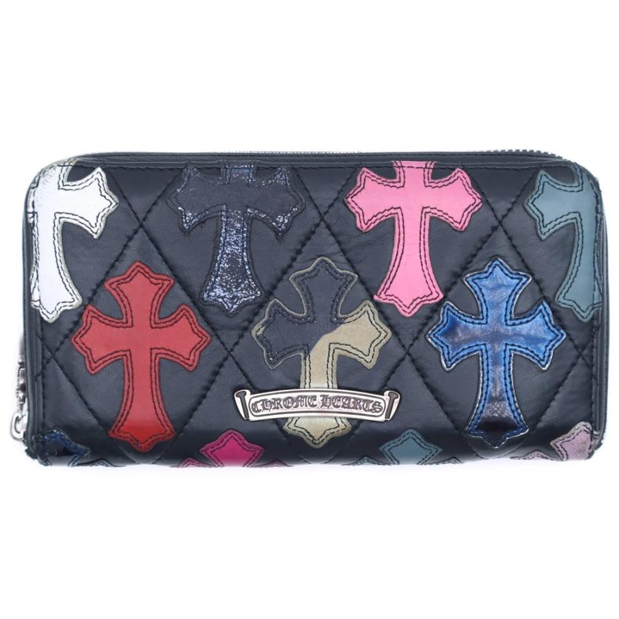 Chrome Hearts セメタリークロス キルティングレザーウォレット CHROME HEARTS（クロムハーツ） REC F ZIP QUILTED マルチパッチ