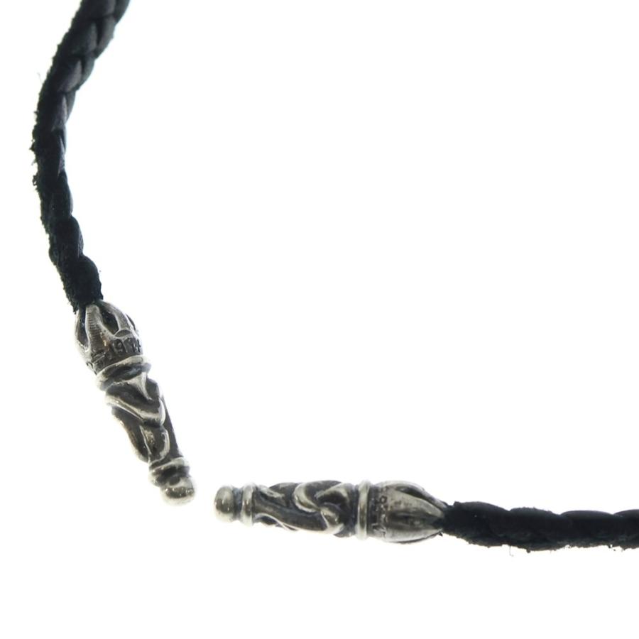 【希少レア】 クロムハーツ スクロールレザーブレード シルバーネックレス CHROME HEARTS（クロムハーツ） LEATHER BRAID スクロールレザー