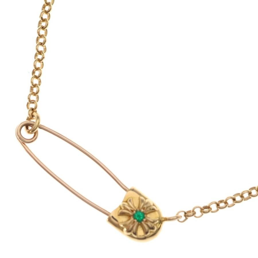 クロムハーツ フレームドチャーム 　エメラルド CHROME HEARTS（クロムハーツ） 22K SAFETY PIN R20 1EMRLDセーフティ
