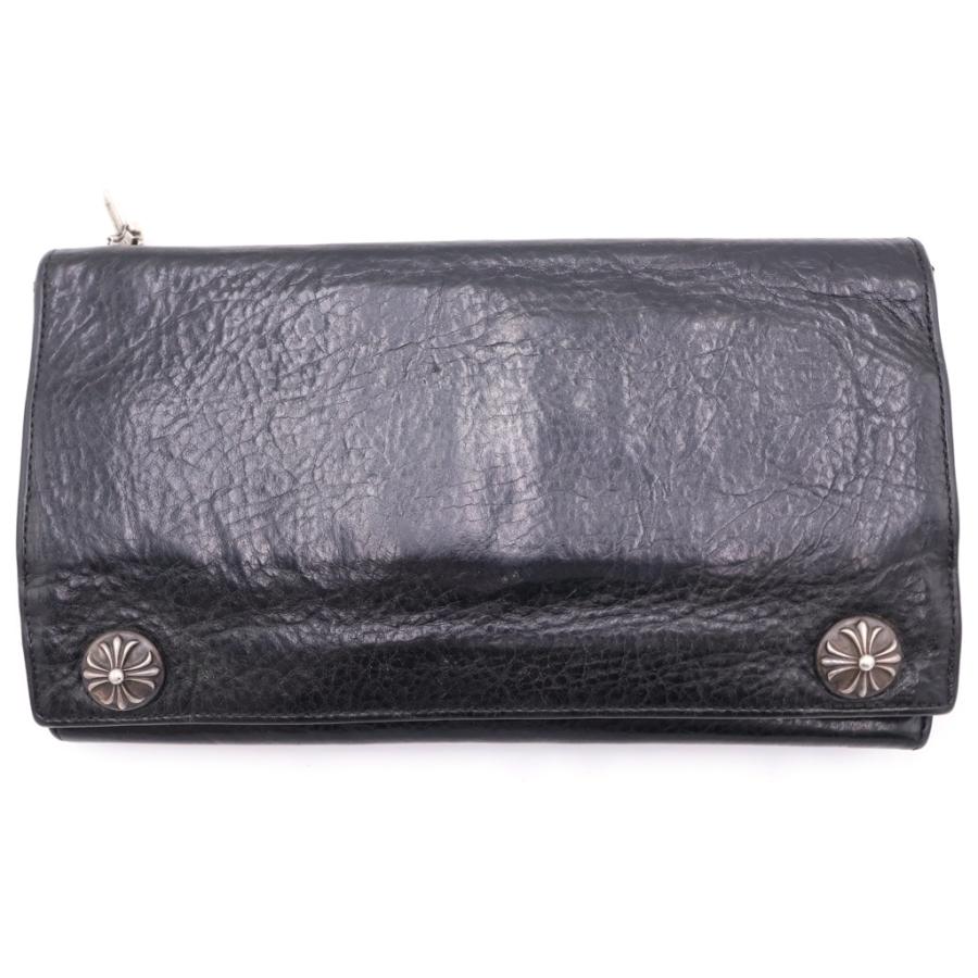 クロムハーツ グリーシー ウォレット ブラック×シルバー クロスボールボタン CHROME HEARTS（クロムハーツ） GREASY グリーシー クロスボールボタン