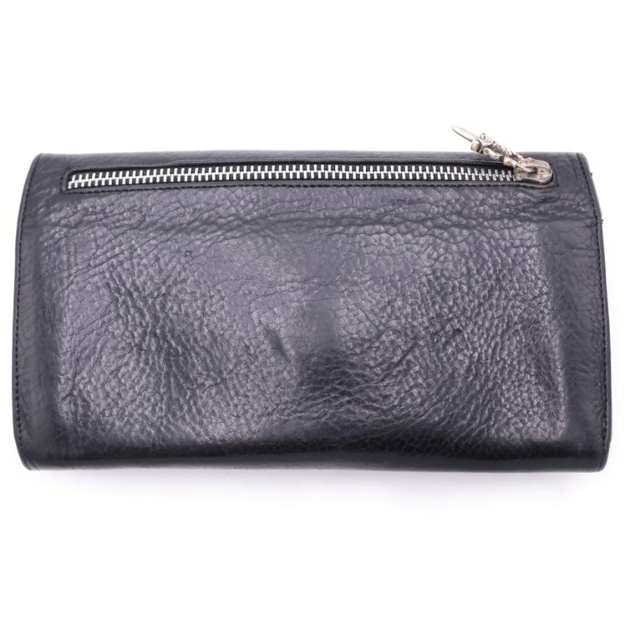 クロムハーツ グリーシー ウォレット ブラック×シルバー クロスボールボタン CHROME HEARTS（クロムハーツ） GREASY グリーシー クロスボールボタン