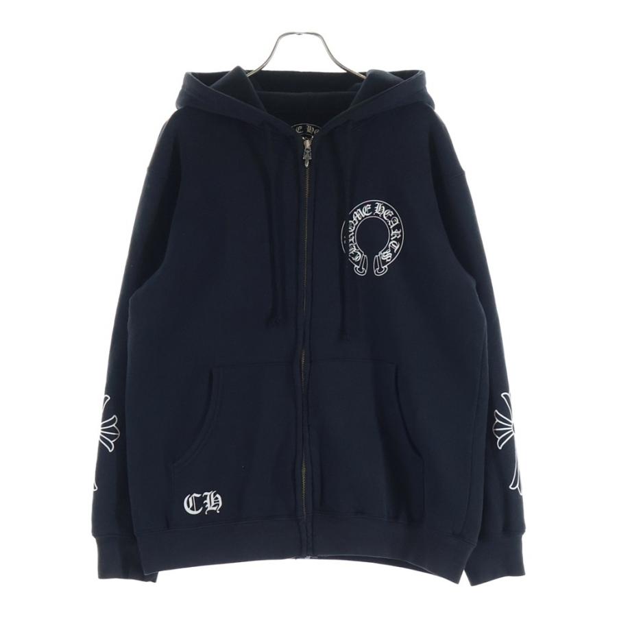 【爆速配送】CHROME HEARTS ブラック ロングジョン CHROME HEARTS（クロムハーツ） SWTSHRT HD ZIP 袖CHクロス バック