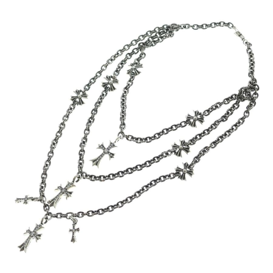 CHROME HEARTS 3チャーム ネックレス CHROME HEARTS（クロムハーツ） 3 TIER CRS/PLS P/D PAVEダイヤ