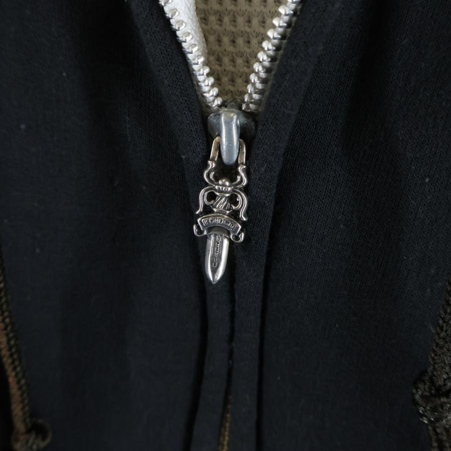 CHROME HEARTS クロムハーツ OLD SWTSHRT HD ZIP オールド 裏地サーマル 袖ロゴ ホースシュープリント ダガージップフーディ パーカー ブラック CHROME HEARTS（クロムハーツ） OLD SWTSHRT HD ZIP オールド 裏地