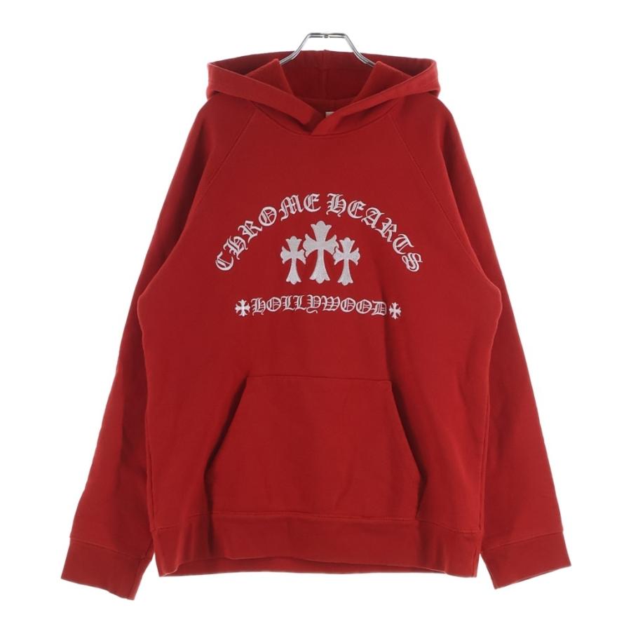 CHROME HEARTS クロムハーツ SAILIN ON HD PLVR CHSMR セメタリー刺繍 スウェットプルオーバー パーカー レッド CHROME HEARTS（クロムハーツ） SAILIN ON HD PLVR CHSMR セメタリー