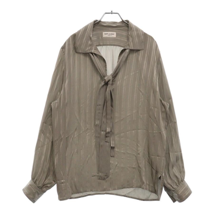 SAINT LAURENT PARIS サンローランパリ ストライプシルク長袖シャツ