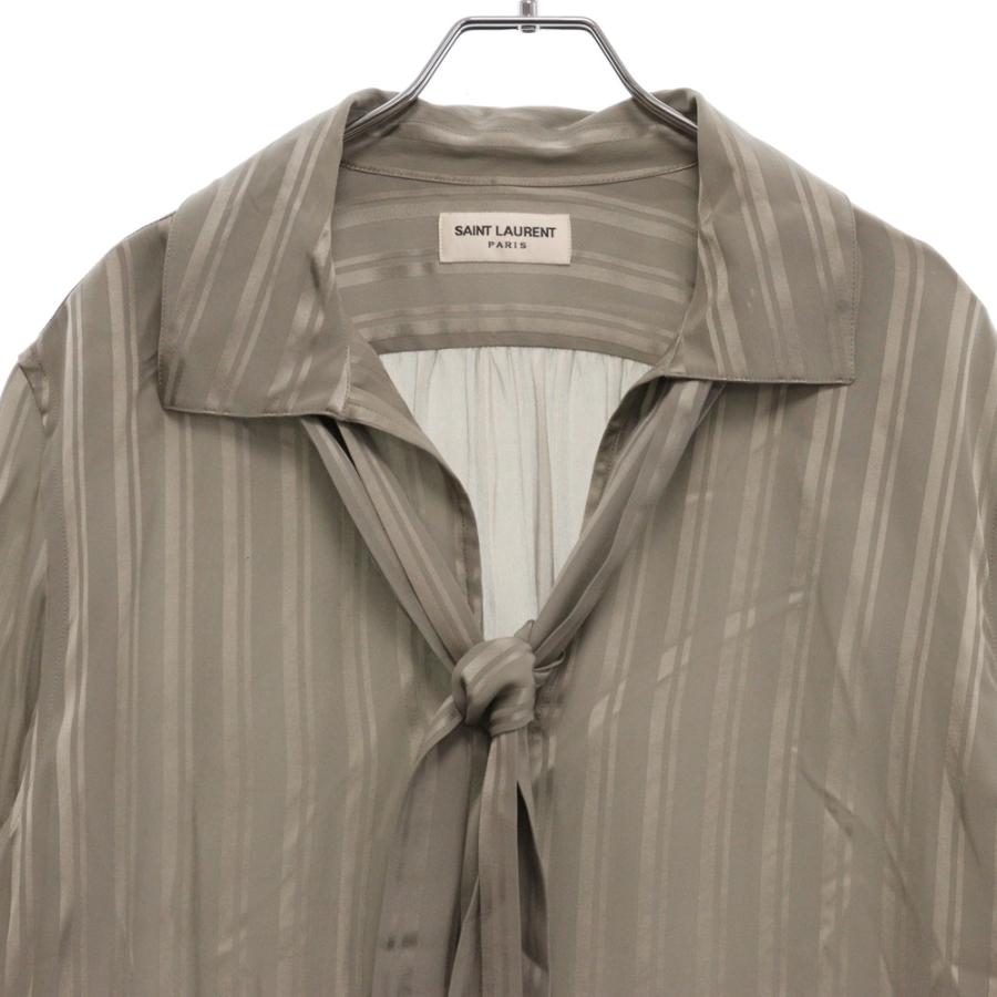 SAINT LAURENT PARIS サンローランパリ ストライプシルク長袖シャツ