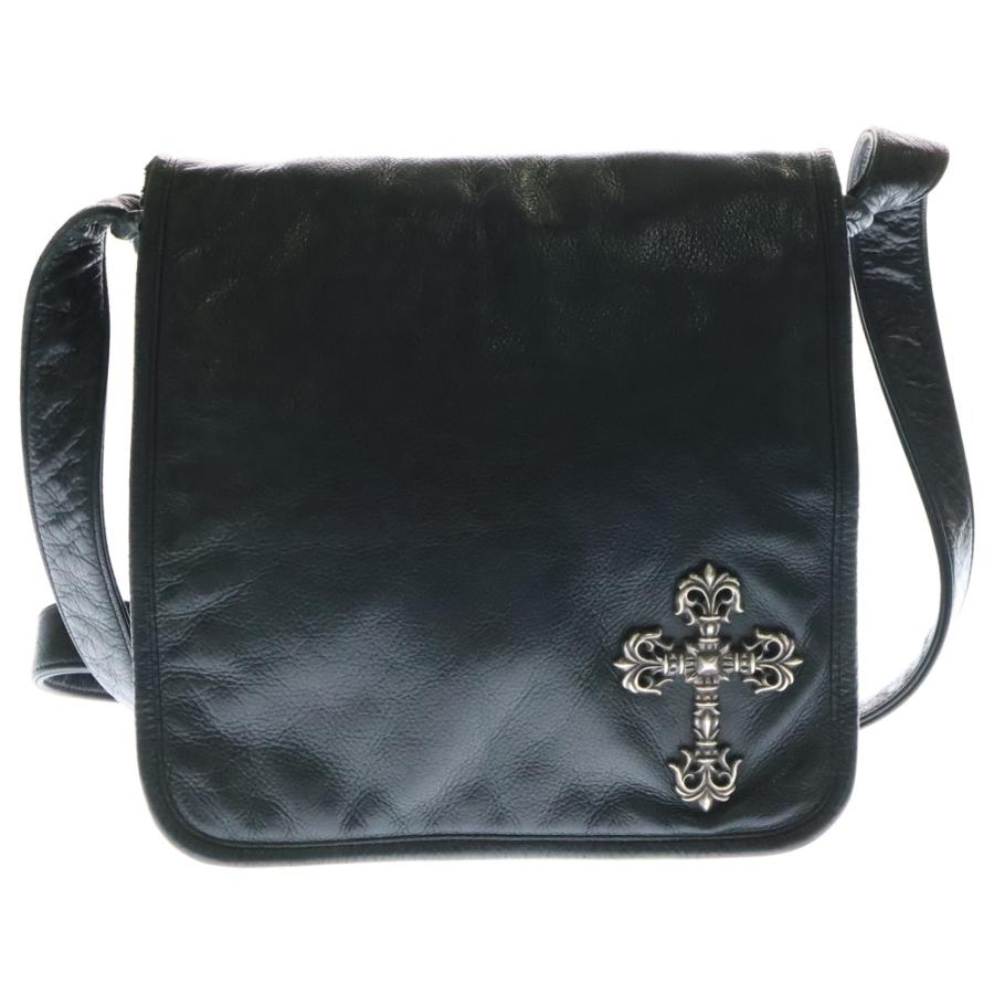 CHROME HEARTS クロムハーツ BAG-MAIL メールバッグ フィリグリー装飾レザーショルダーバッグ ブラック CHROME HEARTS（クロムハーツ） BAG-MAIL メールバッグ フィリグリー