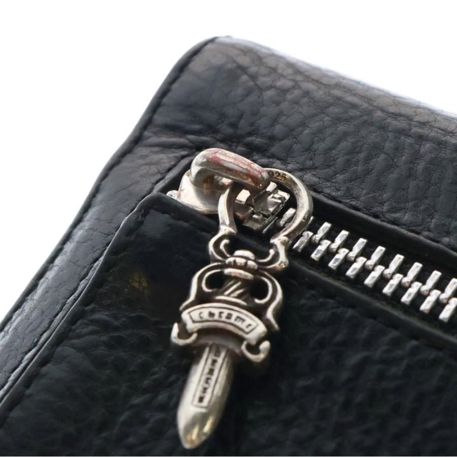 CHROME HEARTS WAVE MINI WALLET 財布 レザー クロムハーツウェーブウォレットクロスボタンブラックヘビー