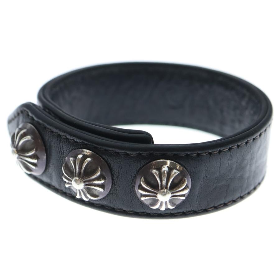 クロムハーツ　3BTN 2SNP ハートレザーブレスレット CHROME HEARTS（クロムハーツ） 3BTN 2SNP ハート 3ボタン2スナップ