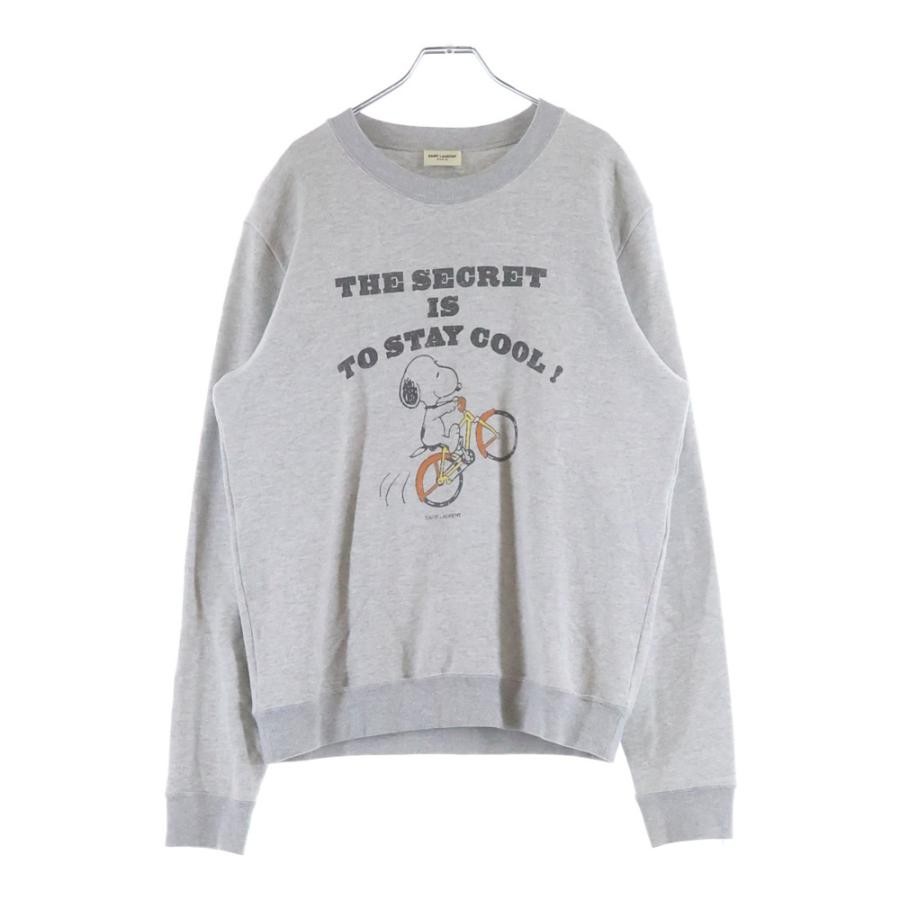 SAINT LAURENT PARIS サンローランパリ 21AW ×PEANUTS ピーナッツ スヌーピー プリント クルーネック長袖トレーナー スウェット グレー サンローランパリ 21AW ×PEANUTS ピーナッツ スヌーピー プリント