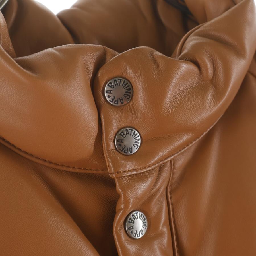 A BATHING APE アベイシングエイプ SHEEPSKIN LEATHER DOWN JACKET シープスキン レザーダウン ジャケット ブラウンの画像