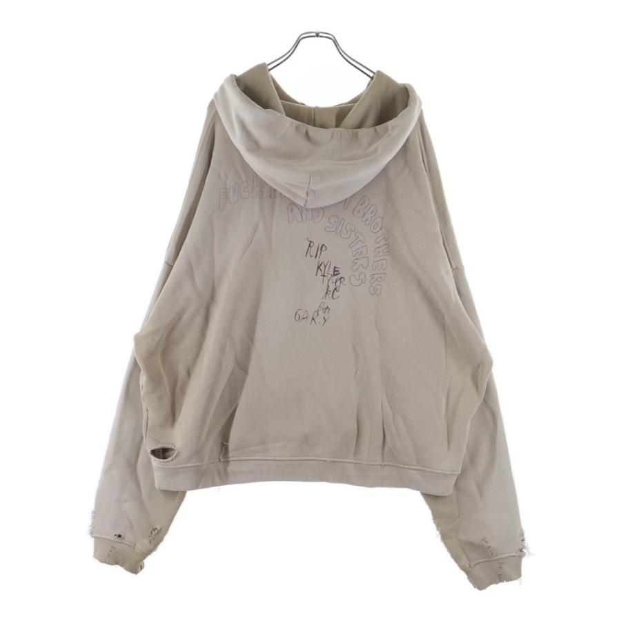 Paly Hollywood パリーハリウッド CONFESSIONS HOODIE BROWN ダメージ加工プルオーバーパーカー フーディー ベージュ Paly Hollywood パリーハリウッド CONFESSIONS HOODIE BROWN ダメージ