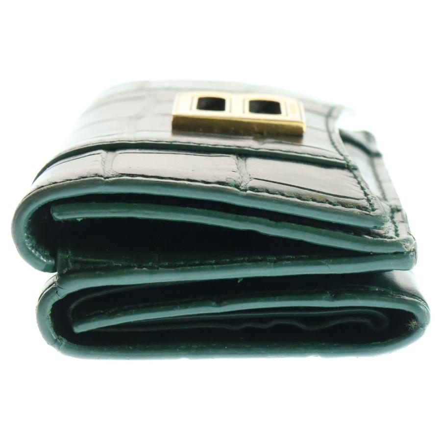 バレンシアガ　三つ折財布　アワーグラスミニウォレット　Bロゴ　クロコ　ブラック バレンシアガ 三つ折りブラック アワーグラス クロコ 型押し Bロゴ