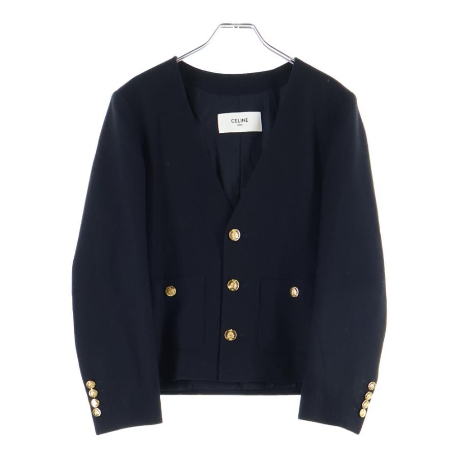 CELINE（セリーヌ） シャスール カシミヤ フランネル ノーカラー 3B